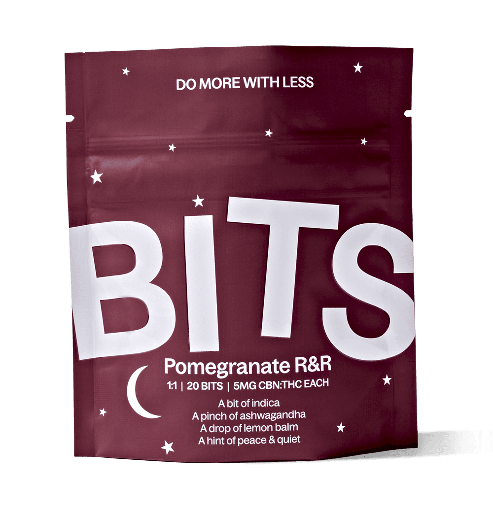 Bits Pomegranate R&R Gummies 1:1 CBN:THC 20pk/100mg