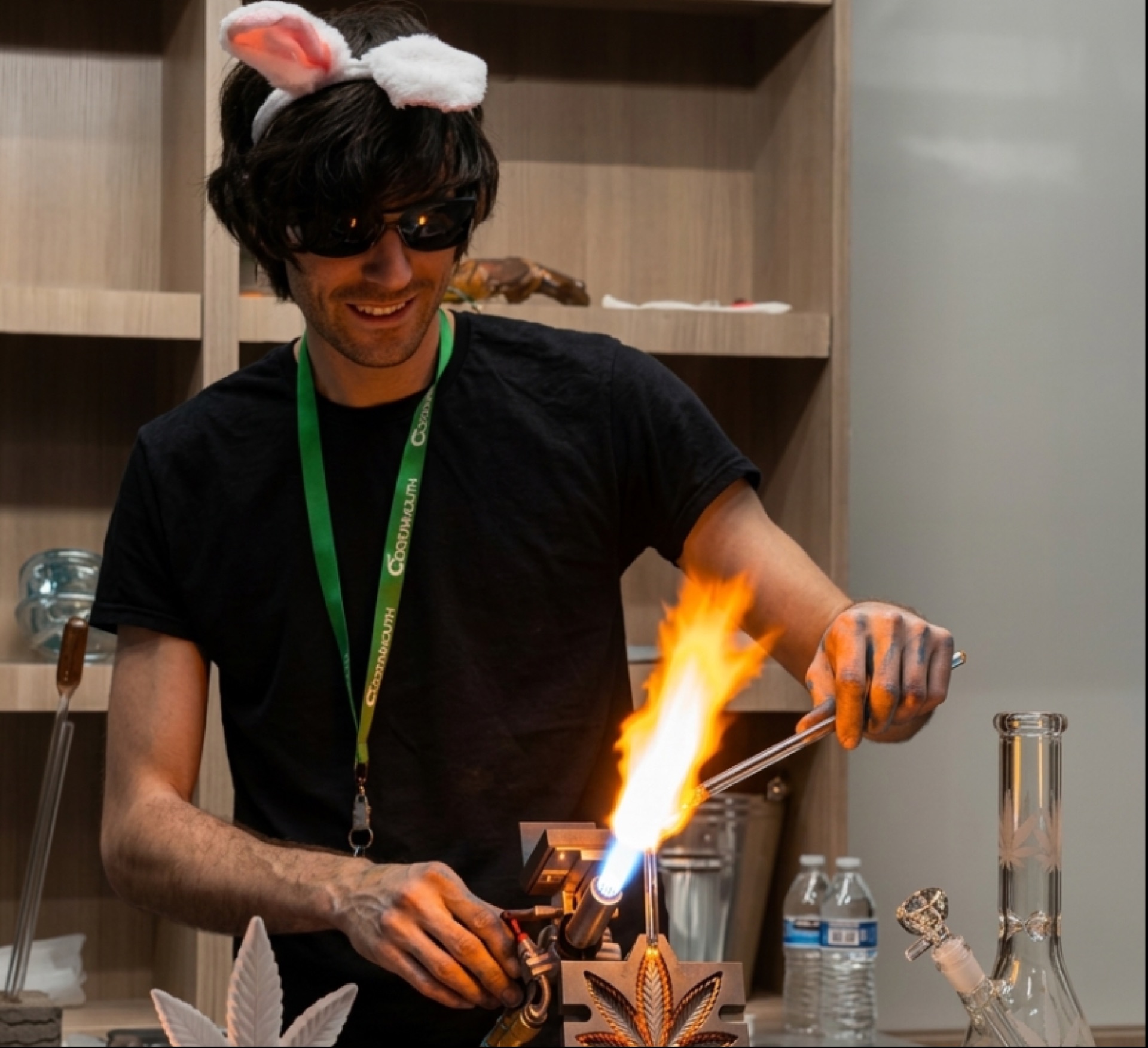 Glass art demonstration at Cottonmouth Dispensary